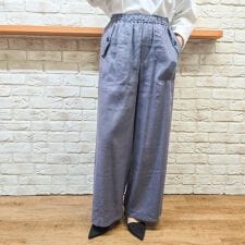 【セットアップ対応】夏まで快適。リネン混ストレッチ・フラップ付きワイドパンツ
