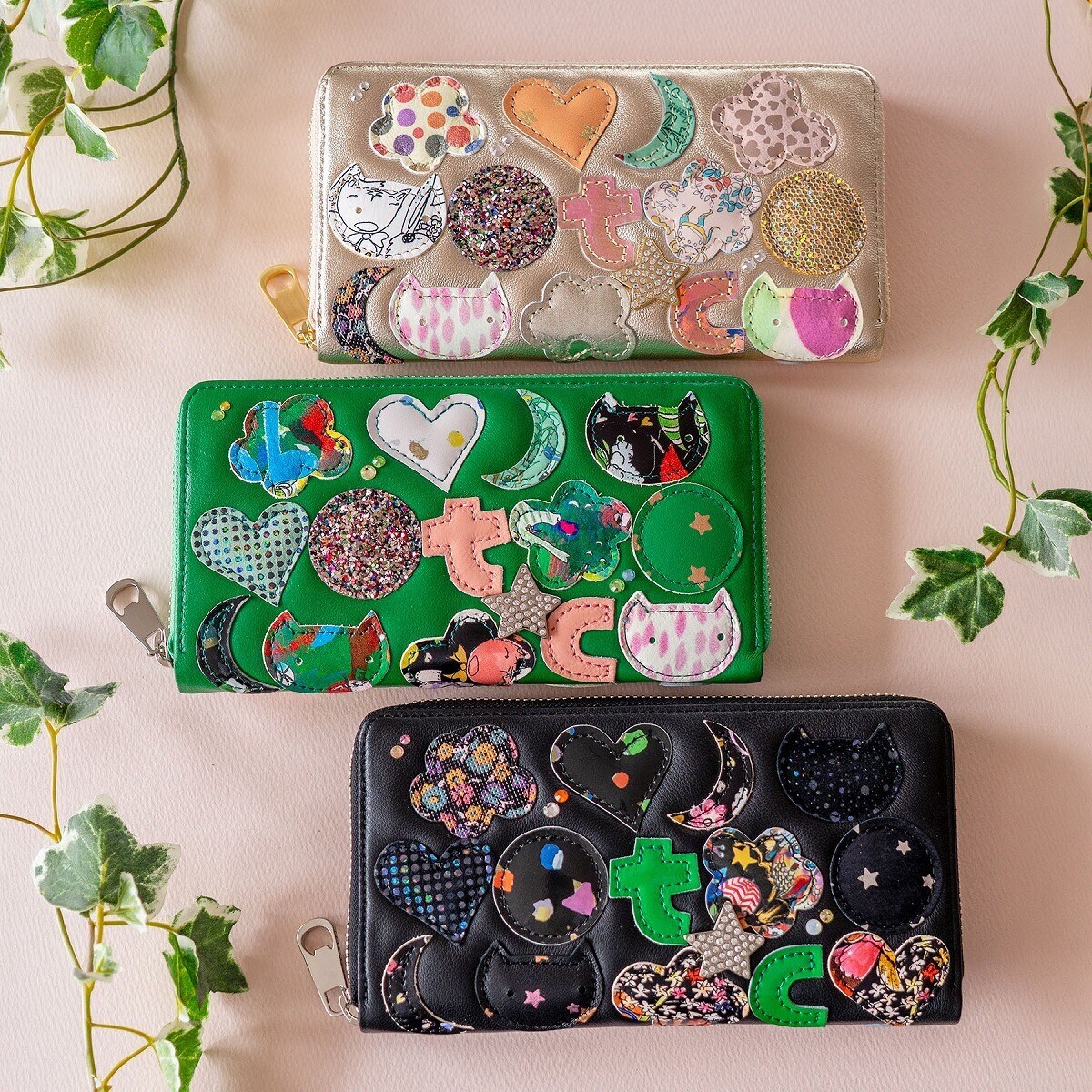 tsumori chisato CARRY】 tcパッチワーク ラウンドファスナー長財布