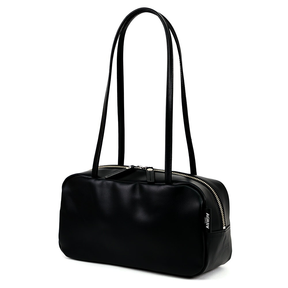 美品✨アニエスベー ボヤージュ ボストン シボレザー ブラック ロゴ ボストンバッグ｜agnès b. VOYAGE FEMME（アニエスベー