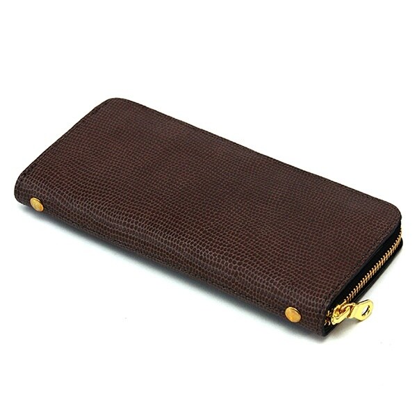 グロット/リザードエンボス(グレー)【長財布 ラウンドファスナー