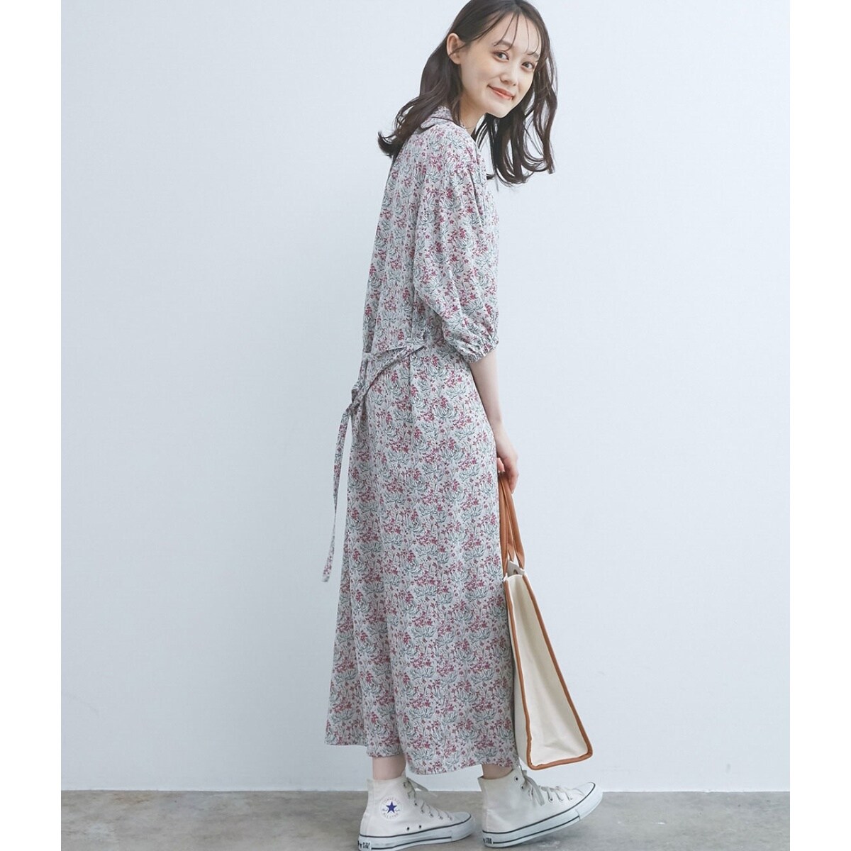 WEB限定】フラワープリントボリューム袖ワンピース | ビス(VIS WEB限定】フラワープリントボリューム袖ワンピース | ビス(VIS