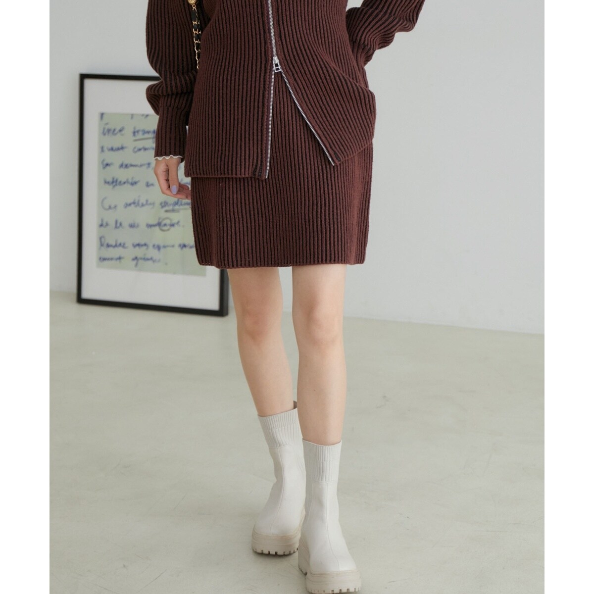送料無料の商品 洗える】ミニ丈タイトニットスカート【セットアップ対応 服＆ファッション小物