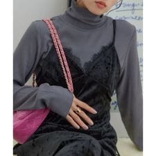【静電気防止】リブカットハイネックプルオーバー