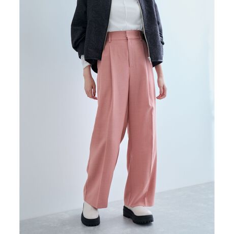 VIS【接触冷感・洗える】美easyリネンライクワイドパンツ