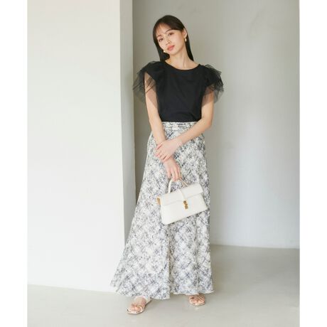 VIS【セットアップ対応】シアーチェックフレアスカート