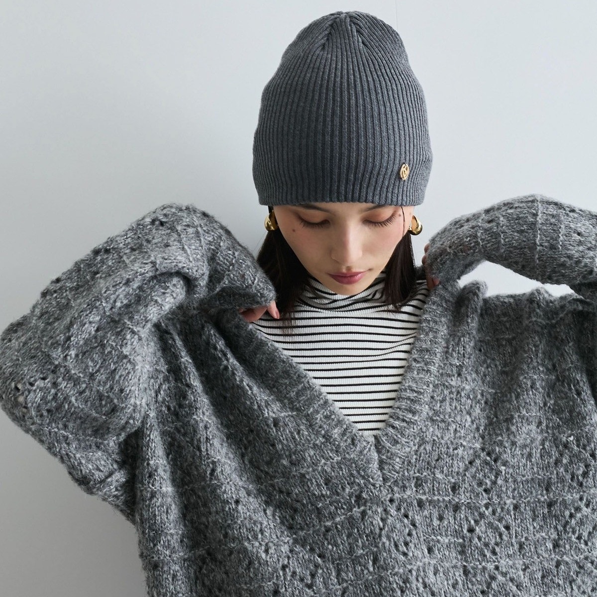 raccoon mix skipper KNIT ローズ着用 raccoon mix skipper KNIT ローズ着用 COOHEM（コーヘン） | エクラ