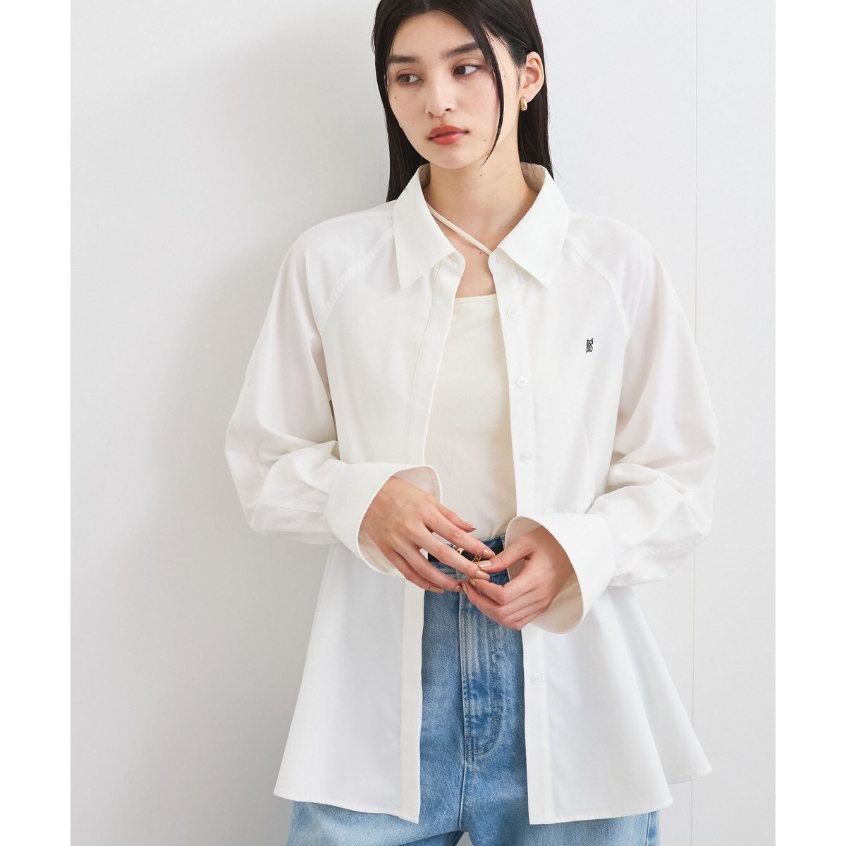 【美品】 POLO JEANS 長袖シャツ ペプラム L ホワイト ストライプ ペプラムシャツ | ビス(VIS) | マルイウェブチャネル