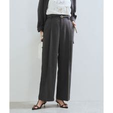 【新色追加】【美easy】リネンライクワンタックワイドスラックスパンツ【接触冷感/洗える】