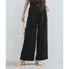 【新色追加】【防シワ/接触冷感】ベルトディテールタックワイドスラックスパンツ