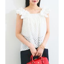 ビス(VIS)の【2WAY】エンブロイダリーレースショルダーブラウス