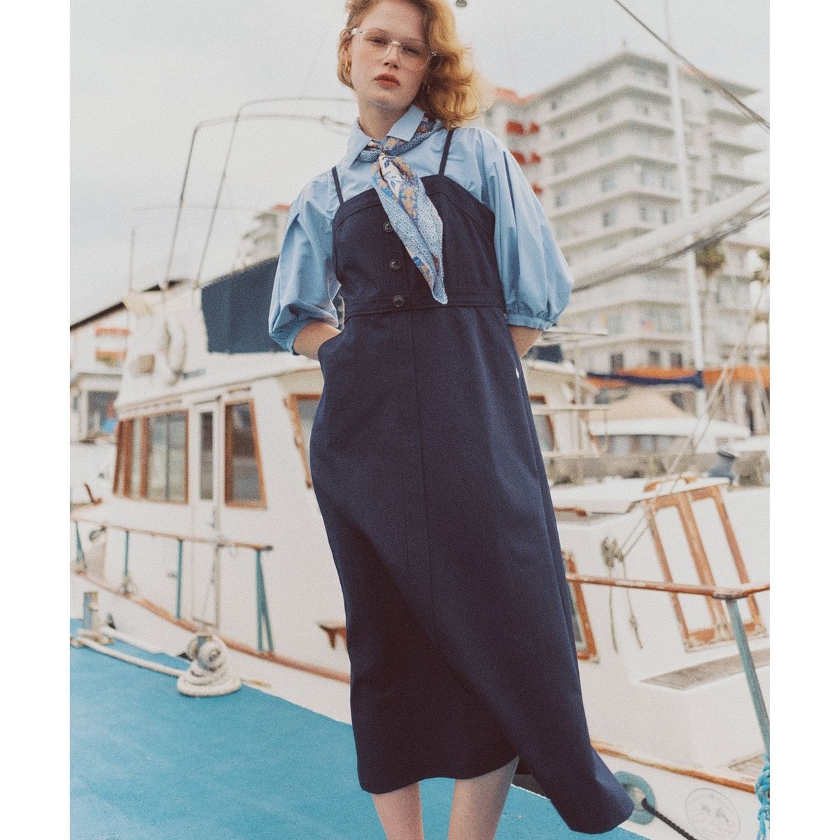 POLO BCS】VIS別注フロントボタンツイルワンピース | ビス(VIS