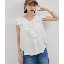 ビス(VIS)の【WEB限定】ラッフルフリルフレンチスリーブブラウス