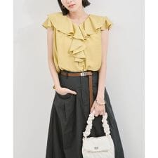 【WEB限定】ラッフルフリルフレンチスリーブブラウス