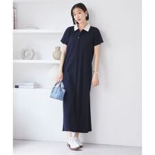 ポロ衿ランダムリブワンピース