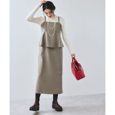 【WEB限定】【美easy】ウーリッシュ ペプラム切替キャミワンピース【洗える】