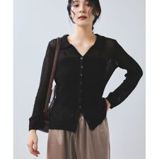 【WEB/一部店舗限定】配色ラメポロ襟カーディガン/美シルエット