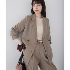 ビス(VIS)の【美easy】ウーリッシュダブルブレストテーラードジャケット【セットアップ対応/洗える】