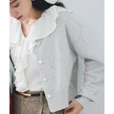 ビス(VIS)のハートアソートパール釦ラメミックスカーディガン/イージーケア・一部WEB限定カラー