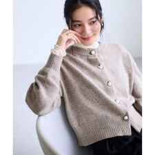 ビス(VIS)のハートアソートパール釦ラメミックスカーディガン/イージーケア・一部WEB限定カラー