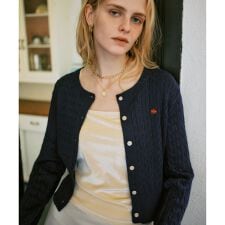 ビス(VIS)の【POLO BCS】VIS別注ミニケーブルノーカラーニットカーディガン