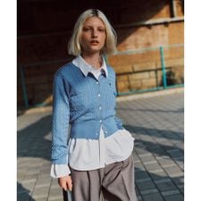 ビス(VIS)の【POLO BCS】VIS別注ミニケーブルノーカラーニットカーディガン