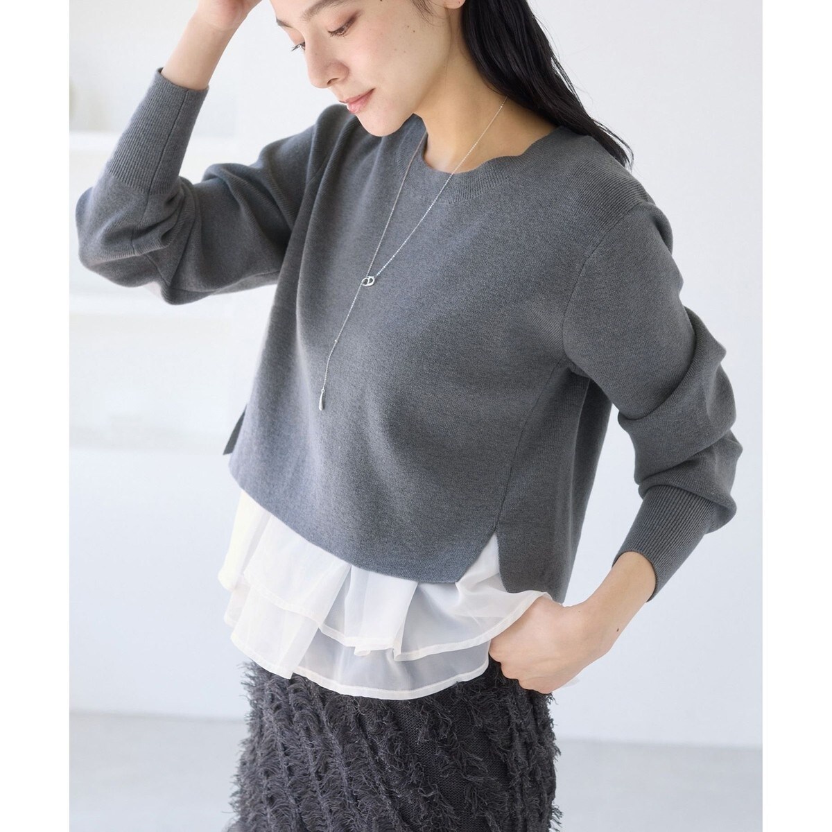 ペプラムオーガンジードッキングニットプルオーバー | ビス(VIS