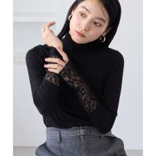 ビス(VIS)の袖クシュクシュハイネックテレコインナープルオーバー/静電気防止・イージーケア