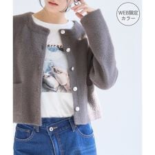 ビス(VIS)の接結ミニフェザーニットジャケットカーディガン/一部WEB限定カラー