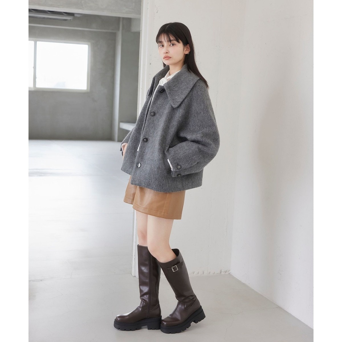 アウター総選挙1位】ビッグカラーモモンガシャギーショートコート