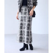 チェックアソートシャギーニットスカート/セットアップ対応