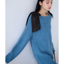 ビス(VIS)の肩リボンミニ丈ニットワンピース/2WAY