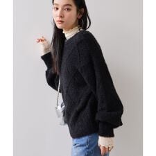 アーガイルフェザーニット/2WAY・イージーケア