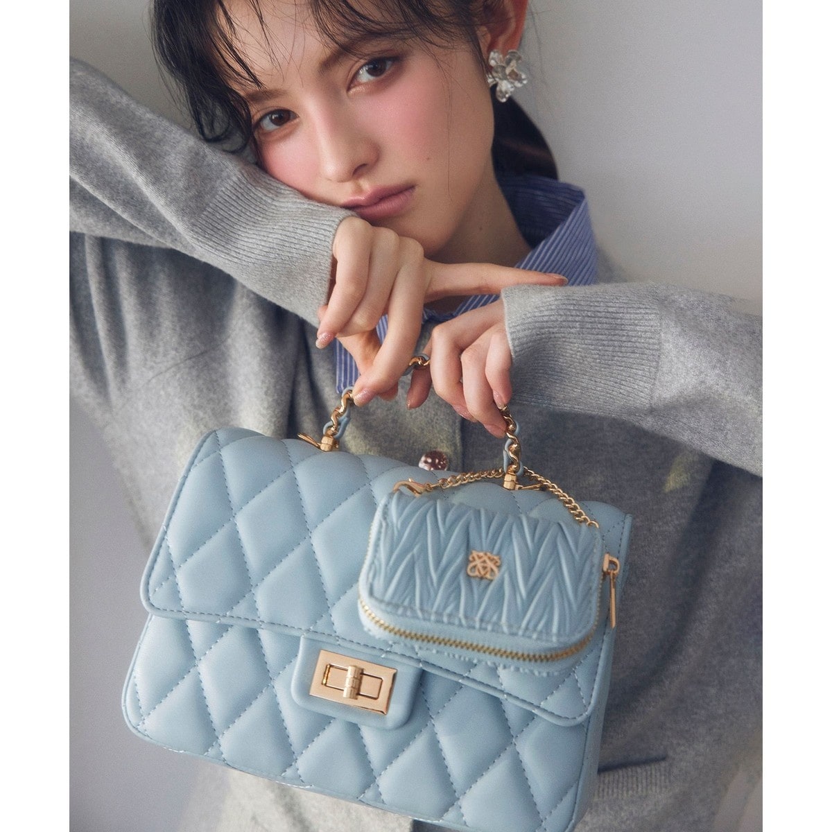 チェーンハンドルキルティングショルダーバッグ/2WAY・一部WEB限定