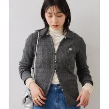 ポロ衿ケーブルカーディガン