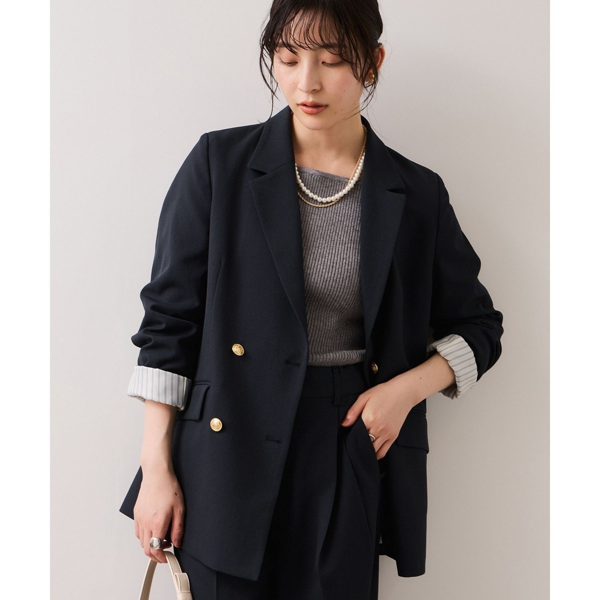美easy】コンフォート金ボタンジャケット/イージーケア・UVケア