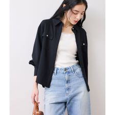 メタル釦シャツブラウス/イージーケア