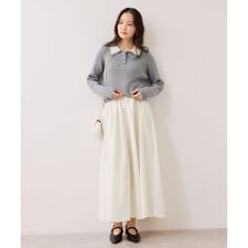 ダブルカラーポロニットドッキングワンピース