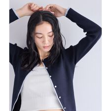 バイカラークルーネックカーディガン