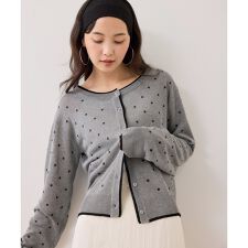 【WEB限定】麻ライクドット配色カーディガン