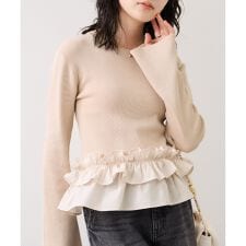 裾フリルティアードドッキングニット