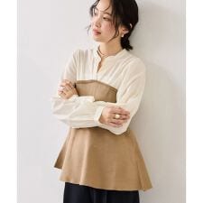 ペプラムニットドッキングブラウス