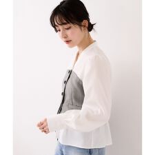 美easy前開きビスチェドッキングシャツ/イージーケア・接触冷感・セットアップ対応