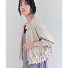 美easyリネンライクジップ裾フリルブルゾン/イージーケア・接触冷感