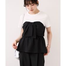 美easyリネンライクリボンビスチェトップス/イージーケア・接触冷感・セットアップ対応