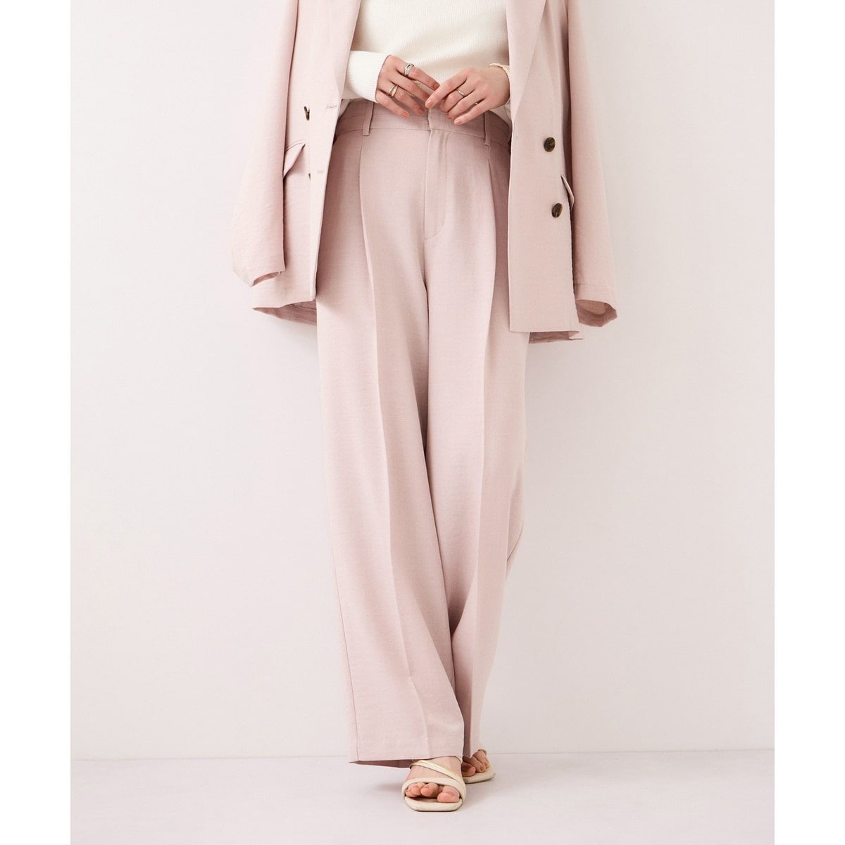 美easyリネンライクワイドパンツ/イージーケア・接触冷感・セットアップ対応