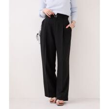 【WEB限定】美easyリネンライクベルテッドストレートパンツ/イージーケア・接触冷感