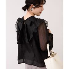 シャイニーボウタイ長袖ブラウス/イージーケア・2WAY