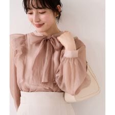 シャイニーボウタイ長袖ブラウス/イージーケア・2WAY