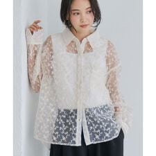 刺しゅうレースオーバーシャツ