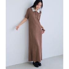 ポロ襟ニットワンピース